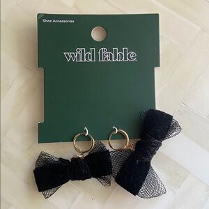 Wild Fable black velvet bow shoe charms gold accent jewelry hardware set of 2